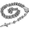 JewelryWe Gioielli Acciaio Inossidabile Collana Collegamento Perline Catena Catenina Argento Rosario Jesus Gesu Cristo Crocifisso Croce Retro Uomo