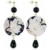 IN LeboleCollezione The Circle DOR74 Bacio Orecchini da Donna in Ottone Pietra Nera