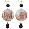 IN LeboleCollezione The Circle DOR86 Roma Pantheon Orecchini da Donna in Ottone Pietra Nera