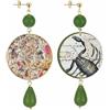 IN Lebole Collezione The Circle DOR167 Scorpione Orecchini da Donna in Ottone Pietra Verde Oliva