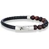 PVUVTNAHW Reiki Blu Apatite Bracciale con Perline Uomo Donna in Pelle Intrecciata Pietra Naturale La Circolazione del Sangue Stimolare L'Entusiasmo Gioielli(21cm,Red Tiger Eye)