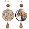 IN Lebole Collezione The Circle DOR164 Leone Orecchini da Donna in Ottone Pietra Marrone