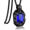 Bandmax Collana da uomo con pietra da uomo in acciaio inox con ciondolo in pietra rubino/blu/verde/nero punk ciondolo accessori gotici per fidanzato marito, Acciaio inossidabile