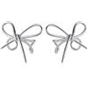 Reffeer Solido argento sterling 925 fiocco bracciale orecchini involucri per le donne ragazze nastro fiocco bracciale orecchini clip on, Argento sterling, Nessuna pietra preziosa