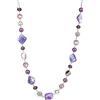 FULU AUTUMN Collana lunga di perle in pietra per le donne collana a catena in argento con cristalli di conchiglia gioielli di moda regalo di Natale per la mamma, Perla Cristallo, Perla