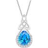 FJ Collana Nodo Celtico Irlandesi in Argento Sterling 925 Collane con Ciondolo Goccia Infinito Collane Acquamarina Marzo Pietre Portafortuna Gioielli Regalo per Donna