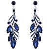 Clearine Orecchini donna Costume Fashion Cristallo Marquise Foglia Filigrana pendente Navy Blu Colore zaffiro Argento-fondo