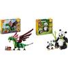 LEGO Creator 3in1 Giocattolo Drago Medievale - Si Trasforma in una Serpente di Mare o in un Fenice + 3in1 Animali Selvatici: Giocattolo Famiglia Panda a Pinguino o Orca 31161 + 31165