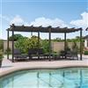 PURPLE LEAF Gazebo Pergola 3,5 x 5,5 M Alluminio Pergolato da Giardino con Tetto ha Scomparsa Per Giardino Pergolati Terrazzo e Attività Commerciale, Grigio chiaro