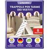 Wolkenfeld Antitarme per Armadi Vestiti con Feromoni - 8 Trappole Adesive per Tarme dei Tessuti, Lana e Cashmere - Salvalana 100% Senza Biocidi né Spray - Prodotto in Germania