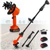 Moongiantgo Cultivatore e Azzadore Senza Fili 2 in 1, Design per Mano/Suasta con 4 lame in acciaio, Doppia Batteria 21V per Loosening del Suolo, Diserbo, 10 cm di Profondità/Larghezza, 2×1500 mAh
