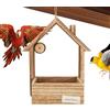 Generico Casetta Per Mangiatoia Per - Stazione Sospesa In Legno 22x6x26,5 Cm | Dispenser Di Semi Selvatici Da Esterno | Da Giardino Facile Da Pulire E Riempire Per Lo Sgombero Del Cortile | Capann