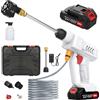 Housiwill Idropulitrice a Batteria 18 Bar, Idropulitrice Portatile con Ugello Multispruzzo 6 in 1, 2 x Batterie, Tubo da 5M, Lavatrice Senza Fili per Auto, Giardino, Terrazza, Prato e Irrigazione