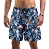 Generic Costume da bagno da uomo con tasche ad asciugatura rapida pantaloncini estivi da spiaggia con stampa 3D oceano polpo corallo pantaloncini da surf casual, Multicolore, L
