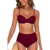 NLAND Costume da Bagno Donna Due Pezzi Vita Alta Imbottito Reggiseno Push Up Sexy Bikini Set con Ferretto Costumi da Mare Piscina Abiti da Spiaggia Swimwear Beachwear(Nero,L)