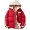 Generisch Parka invernale da uomo con imbottitura imbottita per abbigliamento casual come cappotto lungo e caldo, Colore: rosso, 3XL