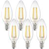 DiCUNO Lampadina LED E14 3.5W, Equivalente 40W alogena, 480lm, Bianco caldo 2700K, Non dimmerabile, Candela a filamento C35 vintage per lampadario e plafoniera, 6 Pezzi