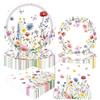 BACH AND BOOZY 60pcs fiori selvatici festa forniture piatti e tovaglioli di carta floreali decorazioni per il tè bomboniere floreali per babyshower compleanno matrimonio e doccia nuziale