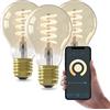 CALEX Lampadina LED Smart, E27, A60, Filamento Oro, luce calda, Dimmerabile, controllo app Wi-Fi & vocale, Confezione da 3