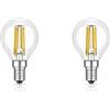 ledscom.de 2 lampadine LED E14, G45, bianco caldo (2700 K), 4,5 W, 542lm, dimmer a 3 fasi
