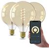 CALEX Lampadina LED Smart, E27, G125, Filamento Oro, luce calda, Dimmerabile, controllo app Wi-Fi & vocale, Confezione da 3