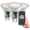 CALEX Faretto LED Smart, GU10, PAR16, luce da fredda a calda, Dimmerabile, controllo app Wi-Fi & vocale, Confezione da 3