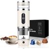Umisu Macchina da caffè portatile 3 in 1 con montalatte macchina per caffè espresso a capsule 20 bar e caffè macinato per ufficio auto campeggio escursionismo viaggio Natale compleanno (Beige)