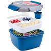 Greentainer Contenitore per insalata 1,5 l, senza BPA, 3 scomparti, con condimento, cucchiaio riutilizzabile, adatto al microonde, blu navy