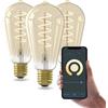 CALEX Lampadina LED Smart, E27, ST64, Filamento Oro, luce calda, Dimmerabile, controllo app Wi-Fi & vocale, Confezione da 3