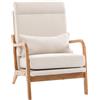 HOMCOM Poltrona d'Appoggio Imbottita in Tessuto Effetto Lino con Ampia Seduta, Supporto Lombare e Schienale Alto, 64x86x93 cm, Crema | Aosom Italy