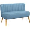 HOMCOM Divano 2 Posti Stile Rétro con Imbottitura Morbida, Rivestimento Facile da Pulire, fino a 150 kg, 117x56,5x77 cm, Blu | Aosom Italy