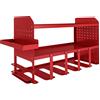 Outsunny Scaffale da Parete a 2 Livelli con Vassoio e Ganci, Organizzatore Attrezzi da Giardino, 61.8x23x32.7 cm, Rosso | Aosom Italy