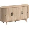 HOMCOM Credenza da Cucina con 4 ante e 2 Ripiani Regolabili, Buffet Mobile Soggiorno Ovale, 147x40x76 cm, Rovere | Aosom Italy