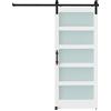 HOMCOM Porta Scorrevole con Kit e Pannelli in Vetro per Bagno, 91.4x213.4 cm, Bianco | Aosom Italy