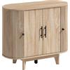 HOMCOM Credenza per Soggiorno, Mobile Contenitore Ovale con 4 Ante e Ripiani Regolabili, 90x40x76 cm, Rovere | Aosom Italy