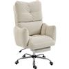 HOMCOM Sedia da Ufficio Ergonomica con Poggiapiedi e Imbottitura Spessa, Patrona per Gaming e Computer, 73x73x119 cm, Bianco Crema | Aosom Italy