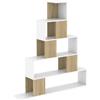 HOMCOM Libreria a 5 Ripiani con Design a Gradini Bianco e Naturale | Aosom Italy