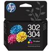 Hp Cartucce a getto d'inchiostro Hp Tri-Color No.302XL-304XL 7ml 300pagine Multicolore