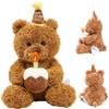 LINYIJOY Orsacchiotto Di Peluche Con Torta E Cappello, Giocattolo Di Peluche Per Ragazze E Ragazzi, 30 Cm