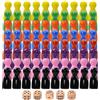 Nujvnuj 80 pezzi coni da gioco in legno, 25 x 12 mm, con 5 dadi e sacchetti di conservazione, pietre da gioco in legno colorate per giochi da tavolo, scacchi signora e intrattenimento in famiglia
