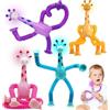 ChaneeHann 4pz Giocattolo Giraffa Telescopica con Ventosa - Gioco Anti-Stress Educativo per Bambini di 2 3 4 5 6 Anni, Telescopiche Antistress Gioco, Tubi Pop Sensoriali e Apprendimento Creativo