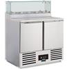 KLIMAITALIA Saladette 2 porte con vetrina refrigerata per bacinelle gastronorm - Temperatura +2 +8 °C - cm 90 x 70 x 118 h