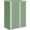 Capanno Porta Attrezzi 142x86x189 cm con Tetto Inclinato e Porta Bloccabile in Metallo Verde Chiaro
