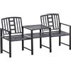 Panchina 2 Posti da Giardino 165x52x83 cm con Tavolino Nera