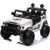 Macchina Elettrica per Bambini Fuoristrada Toyota Fj Cruiser 12V Telecomando Ruote in Gomma e Sedile in Pelle Bianco