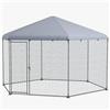 Pollaio Gabbia per Galline da Esterno 4x3,5x2,6m in Acciaio e Tessuto Oxford Argento