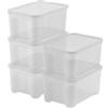 Set 5 Contenitori Rettangolari 38x26x19 cm in Plastica Keter T Box XS Trasparente