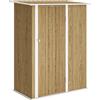 Capanno Porta Attrezzi 142x86x189 cm con Tetto Inclinato e Porta Bloccabile in Metallo color Legno