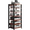 Generic Mobile Stereo Hi fi Rack Carrello Multimediale AV Scaffale Mobile Per Supporti Con Ripiano In Legno A 7 Livelli, Moderno Supporto Multimediale AV Armadio AV Con Ruote(Red)