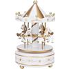Generic Merry-GO-Round Carosello, accessori per torte in plastica, carosello per cavalli, decorazione per la casa, design squisito (bianco e oro)